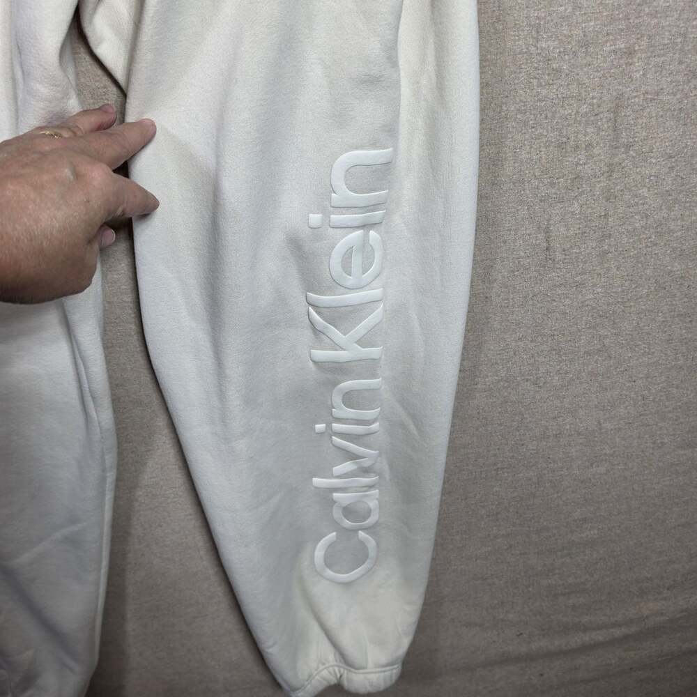 Calvin Klein Performance fleece Logo XL unisex Cotton-Blend Jogger Pants Ivory - Picture 2 of 8